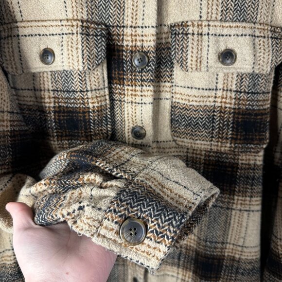 Time And Tru Womens Beige Plaid Button-Up Long Sleeve Shirt Jacket SZ XXLarge - Picture 3 of 8